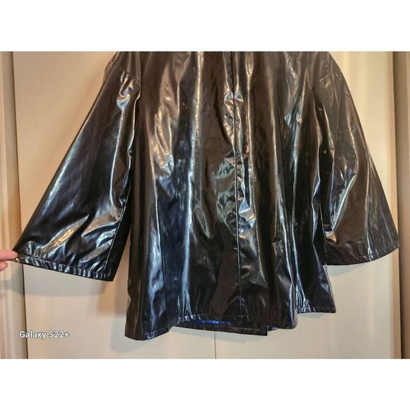 O5 Focus 2000 polyurethane shiny black rain jacket, blue lining, button up - Picture 7 of 11